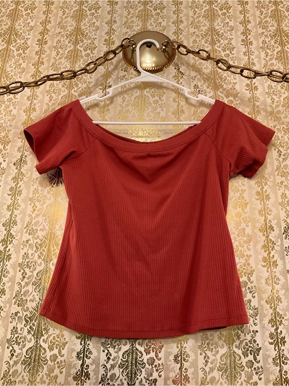 Old Navy Ribbed Off-Shoulder Crop Top - Rust